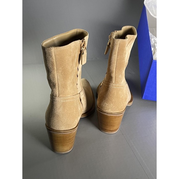 Stuart Weitzman Tate Bootie Shoes Womens Size 6.5 Camel Suede Ankle Boots - Picture 4 of 9